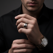 9mm Men's Ring Band with Round Diamond-Black Diamonds New York