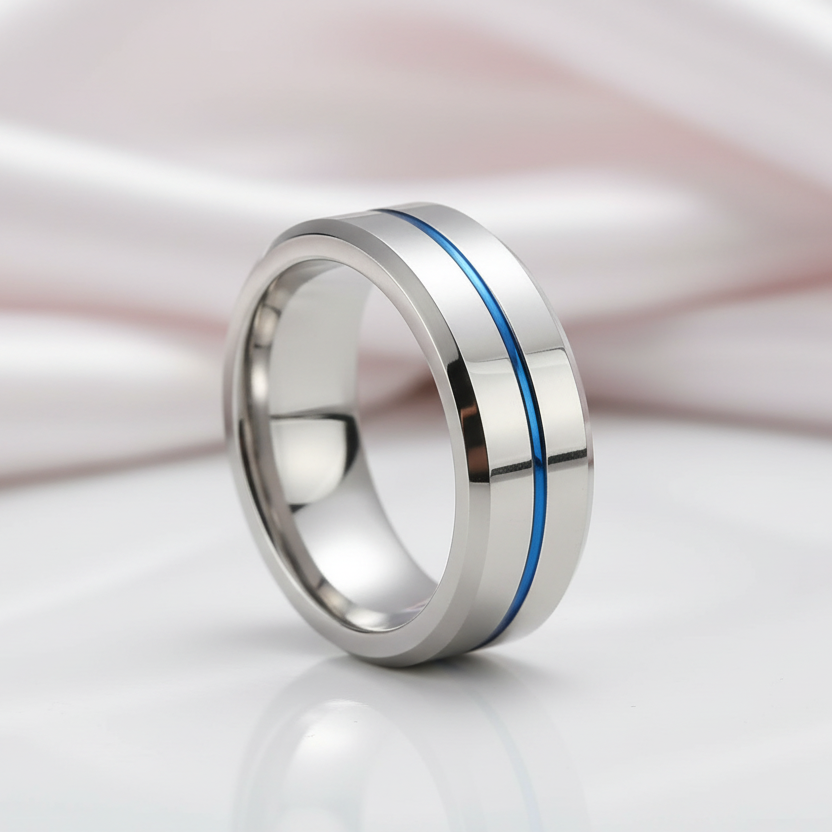 Men's Simple & Classic Wedding Band-Black Diamonds New York