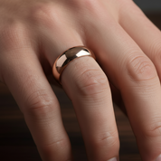 Men's Titanium Rose Gold Dome Wedding Band-Black Diamonds New York