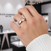 Men's Titanium Rose Gold Dome Wedding Band-Black Diamonds New York