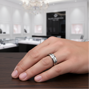 Men's Titanium Wedding Band with Diamond-Black Diamonds New York