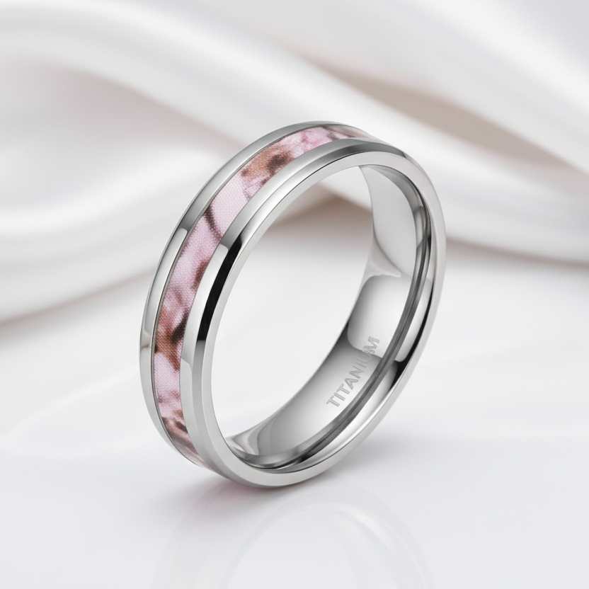 Men's Titanium Wedding Band with Forest Scenery-Black Diamonds New York