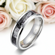 Men's Titanium Wedding Band with Forest Scenery-Black Diamonds New York