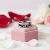 Men's Titanium Wedding Band with Forest Scenery-Black Diamonds New York