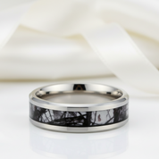 Men's Titanium Wedding Band with Forest Scenery-Black Diamonds New York