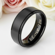 Men's Titanium Wedding Band with "I Love You" Engraving-Black Diamonds New York
