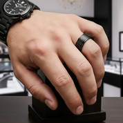 Men's Titanium Wedding Band with "I Love You" Engraving-Black Diamonds New York