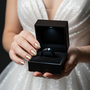 Men's Titanium Wedding Band with "I Love You" Engraving-Black Diamonds New York