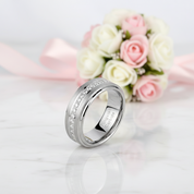 8mm Men's Tungsten Carbide Wedding Band-Black Diamonds New York