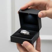 8mm Men's Tungsten Carbide Wedding Band-Black Diamonds New York