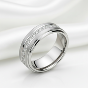 8mm Men's Tungsten Carbide Wedding Band-Black Diamonds New York