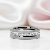 8mm Men's Tungsten Carbide Wedding Band-Black Diamonds New York