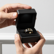 Men's Tungsten Carbide Black and Gold 8mm Wedding Band-Black Diamonds New York
