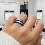 Men's Tungsten Carbide Groove Wedding Band-Black Diamonds New York