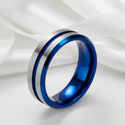 Men's Tungsten Carbide Groove Wedding Band-Black Diamonds New York