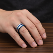 Men's Tungsten Carbide Groove Wedding Band-Black Diamonds New York