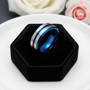 Men's Tungsten Carbide Groove Wedding Band-Black Diamonds New York