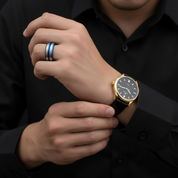 Men's Tungsten Carbide Groove Wedding Band-Black Diamonds New York