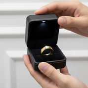 Men's Tungsten Carbide Ring 8mm Gold Brick Pattern Wedding Band-Black Diamonds New York