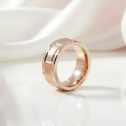 Men's Tungsten Carbide Ring 8mm Rose Gold Brick Pattern-Black Diamonds New York