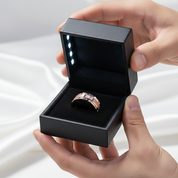 Men's Tungsten Carbide Ring 8mm Rose Gold Brick Pattern-Black Diamonds New York