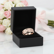 Men's Tungsten Carbide Ring 8mm Rose Gold Brick Pattern-Black Diamonds New York