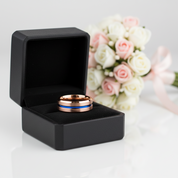 Men's Tungsten Carbide Wedding Band 8mm Rose Gold with Blue Line-Black Diamonds New York