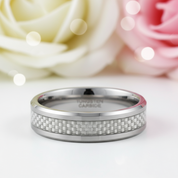 Men's Tungsten Carbide Wedding Band with Carbon Fiber Inlay-Black Diamonds New York