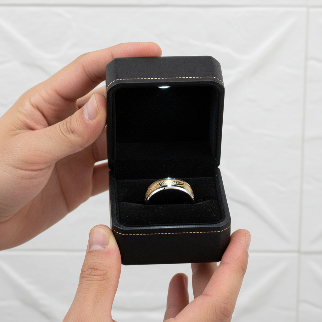 Men's Tungsten Carbide Wedding Band with Dragon Inlay-Black Diamonds New York