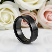 Men's Tungsten Carbide Wedding Band with Sandstone Inlay-Black Diamonds New York
