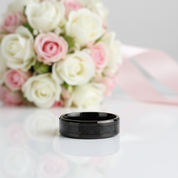 Men's Tungsten Carbide Wedding Band with Sandstone Inlay-Black Diamonds New York