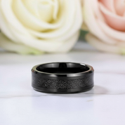 Men's Tungsten Carbide Wedding Band with Sandstone Inlay-Black Diamonds New York