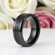 Men's Tungsten Carbide Wedding Band with Sandstone Inlay-Black Diamonds New York