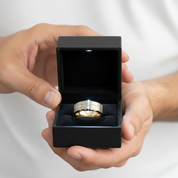 Men's Tungsten Carbide Yellow Line Wedding Band-Black Diamonds New York