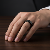 Men's Tungsten Custom Engraving Wedding Band-Black Diamonds New York