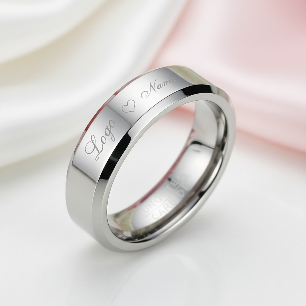 Men's Tungsten Custom Engraving Wedding Band-Black Diamonds New York