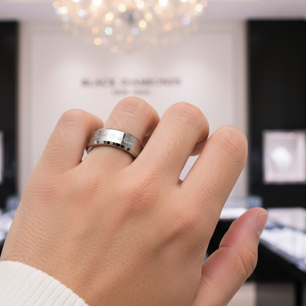 Men's Tungsten Custom Engraving Wedding Band-Black Diamonds New York