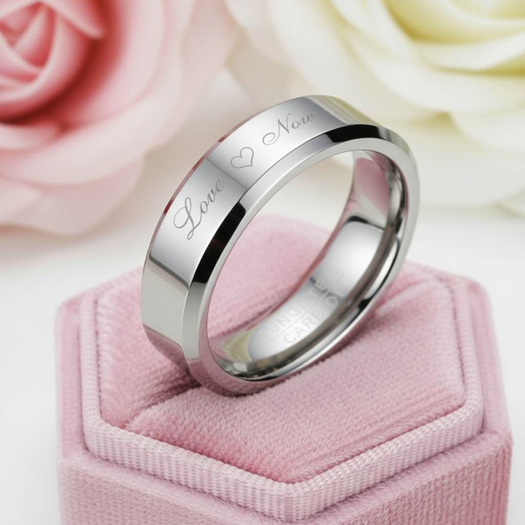 Men's Tungsten Custom Engraving Wedding Band-Black Diamonds New York