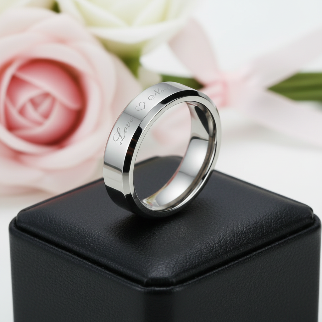 Men's Tungsten Custom Engraving Wedding Band-Black Diamonds New York