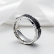 Men's Tungsten Wedding Band with Black Carbon Fiber-Black Diamonds New York