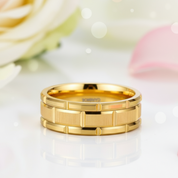 Men's Tungsten Wedding Band with Brick Pattern-Black Diamonds New York