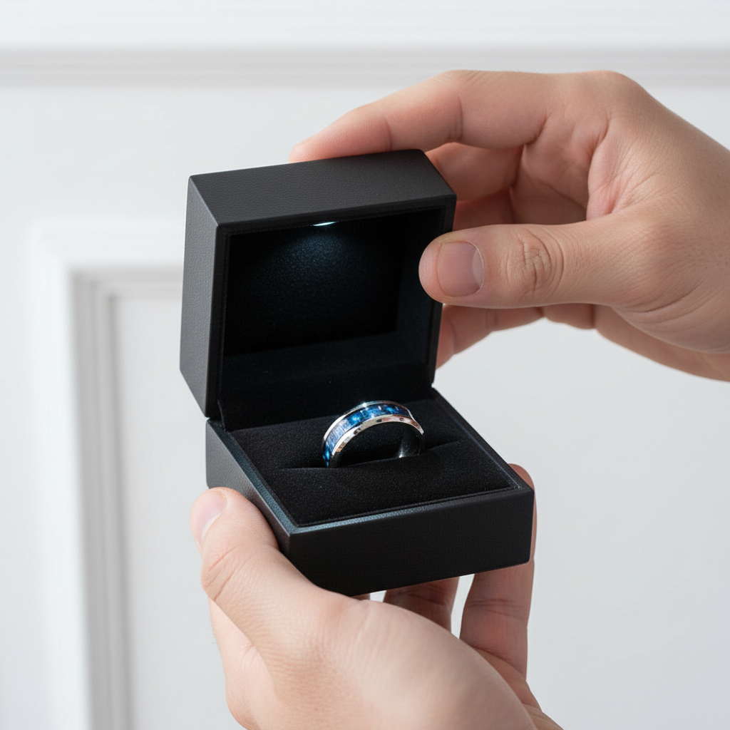 Men's Tungsten Wedding Band with Carbon Fiber-Black Diamonds New York
