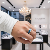 Men's Tungsten Wedding Band with Carbon Fiber-Black Diamonds New York