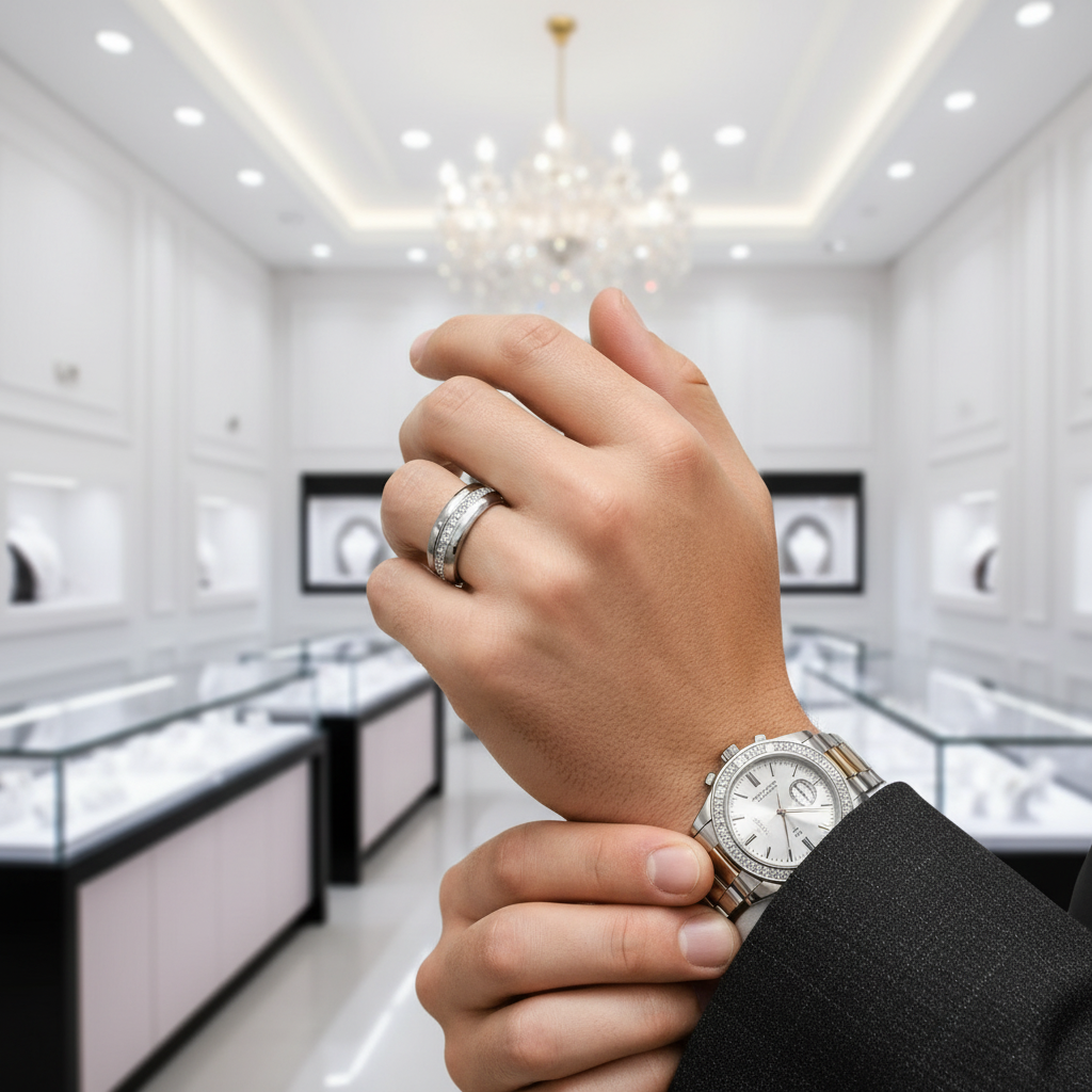 Men's Tungsten Wedding Band with Eternity Diamond Inlay-Black Diamonds New York