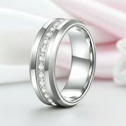 Men's Tungsten Wedding Band with Eternity Diamond Inlay-Black Diamonds New York