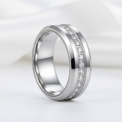 Men's Tungsten Wedding Band with Eternity Diamond Option Inlay-Black Diamonds New York
