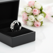 Men's Tungsten Wedding Band with Eternity Diamond Inlay-Black Diamonds New York