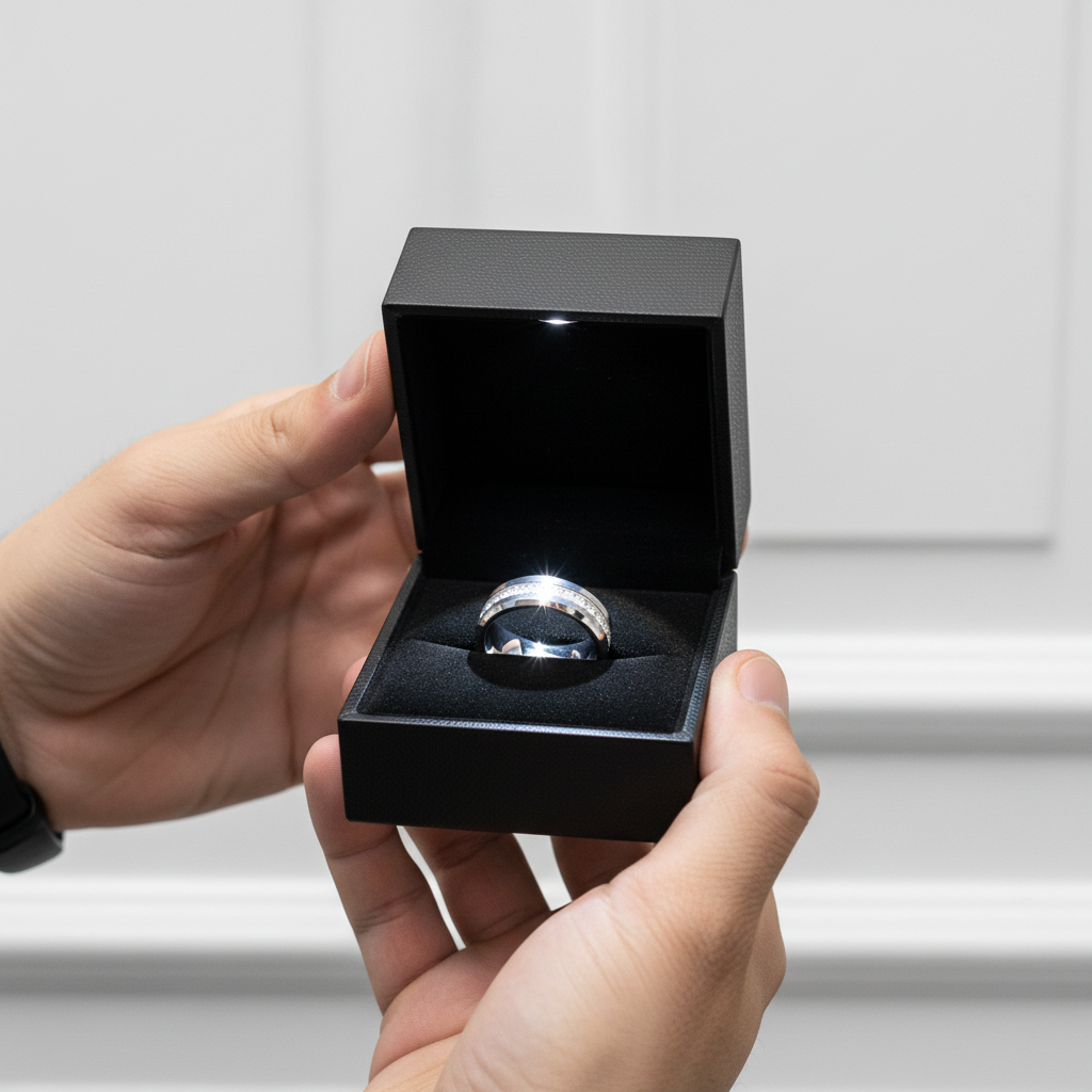 Men's Tungsten Wedding Band with Eternity Diamond Inlay-Black Diamonds New York