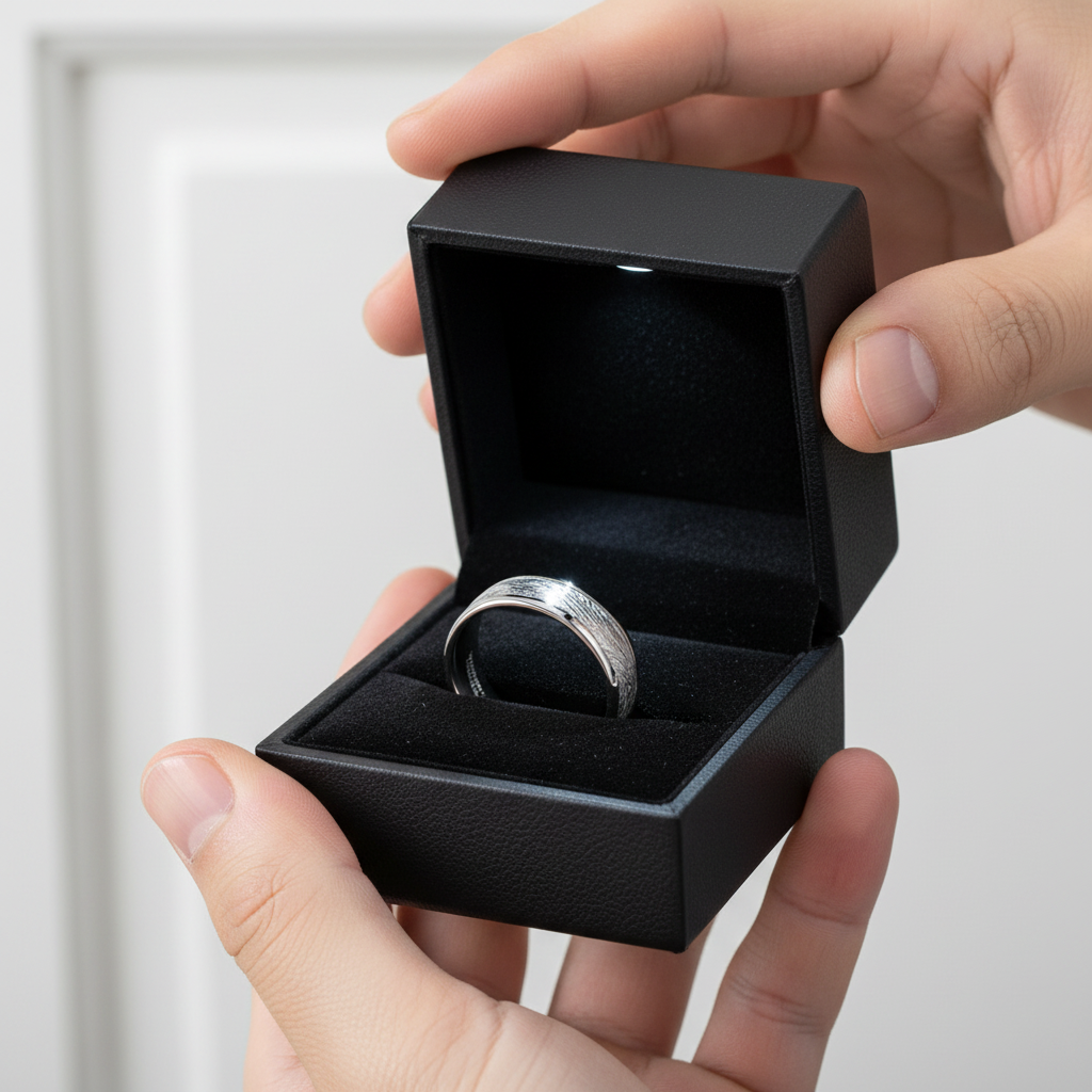Men's Tungsten Wedding Band with Meteorite Inlay-Black Diamonds New York