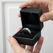 Men's Tungsten Wedding Band with Meteorite Inlay-Black Diamonds New York